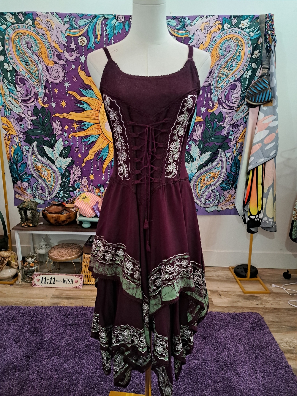 Autumn Wish Fairy Dress • Wine Plum Corset Dress • NWOT Repaired